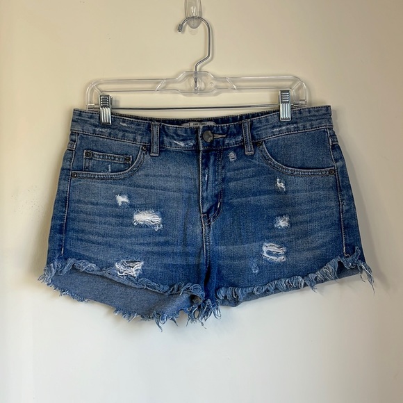 Free People Pants - Free People High Rise Medium Wash Distressed Jean Shorts Size 29